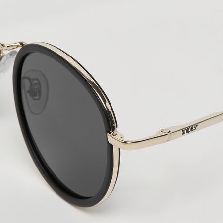 Okrągłe okulary przeciwsłoneczne - czarne, złote